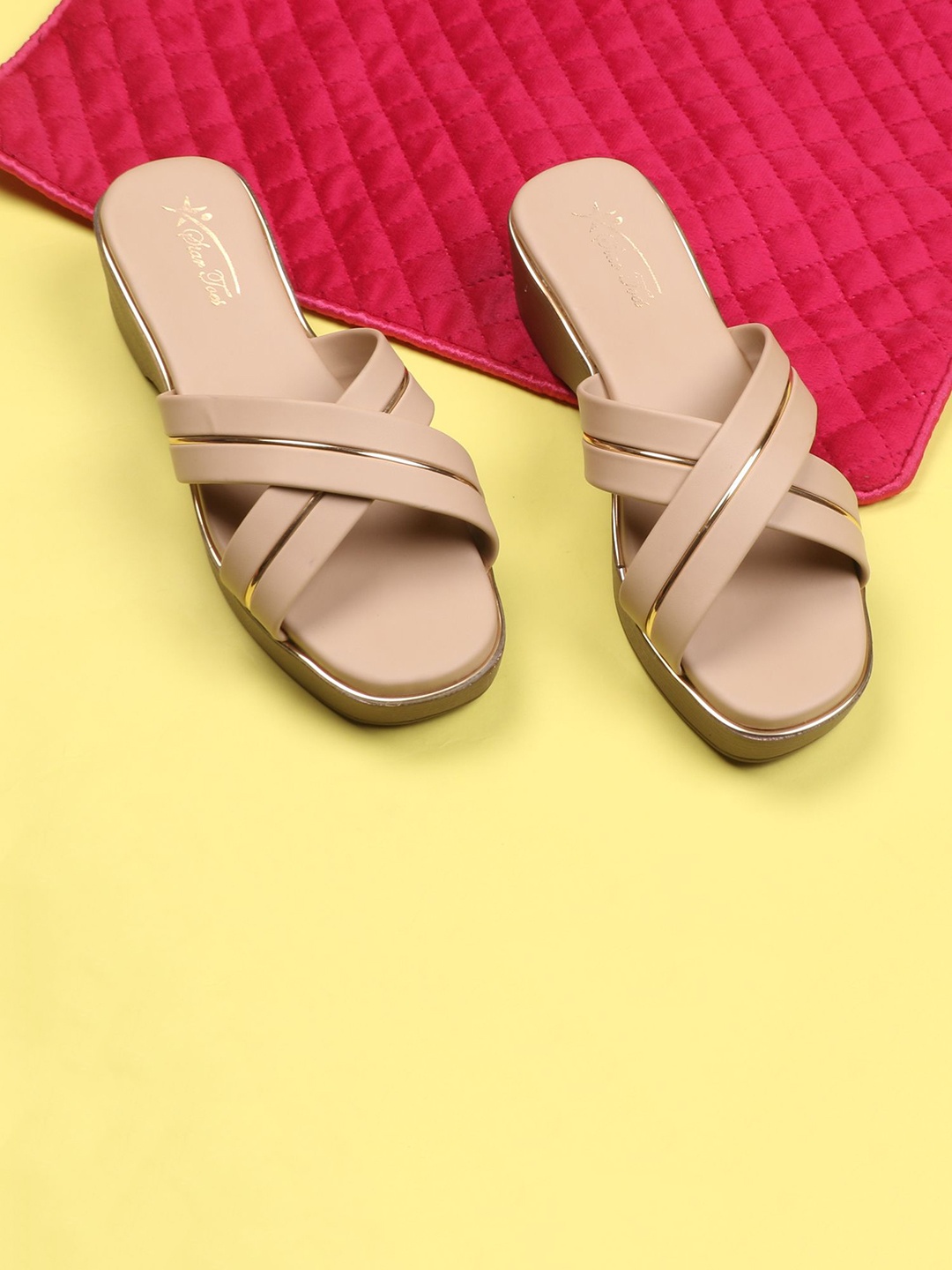 

STARTOES Embellished Wedge Sandals, Beige