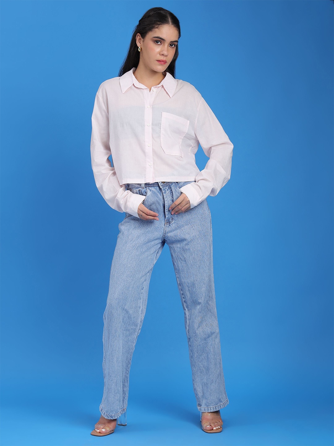 

Fashion Gaiia Women Comfort Spread Collar Solid Cotton Party Shirt, White