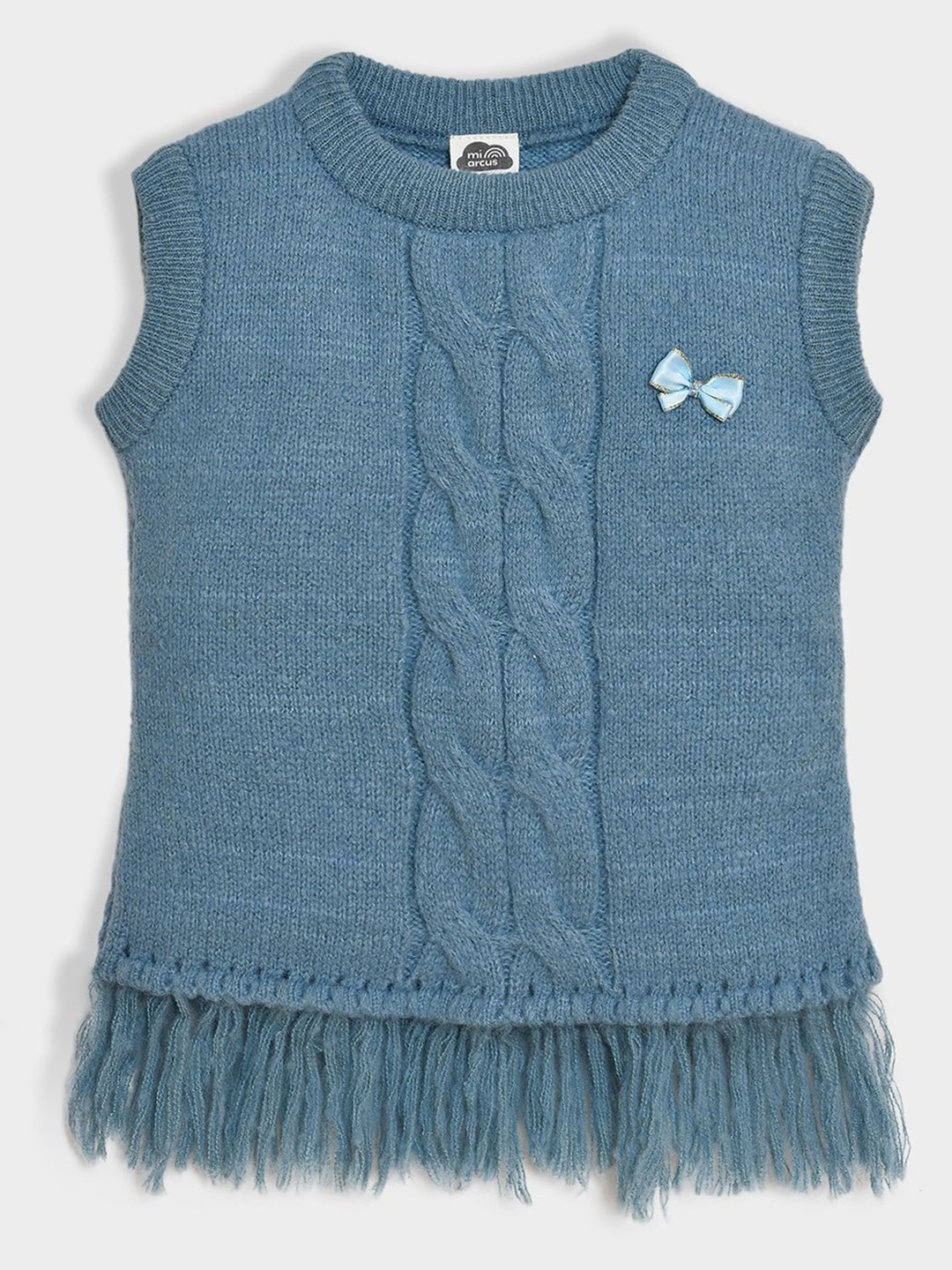 

MiArcus Girls Cable Knit Woollen Sweater Vest, Blue