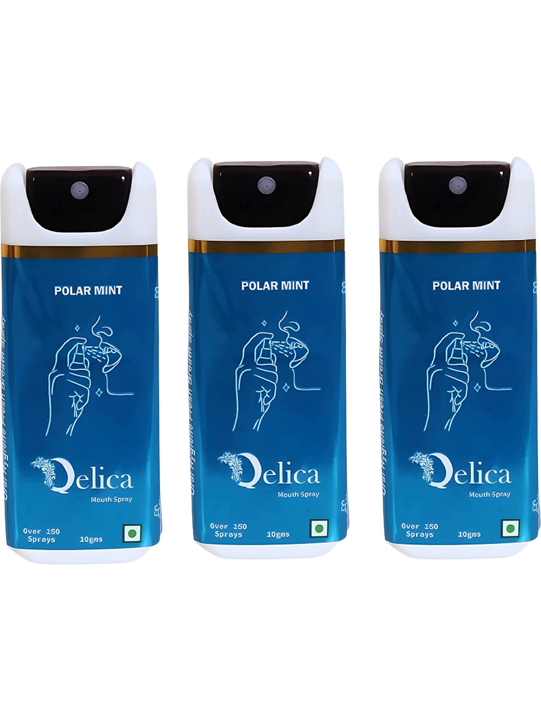 

Qelica Set Of 3 Polar Mint Fresh Breath Spray-10g Each, Blue