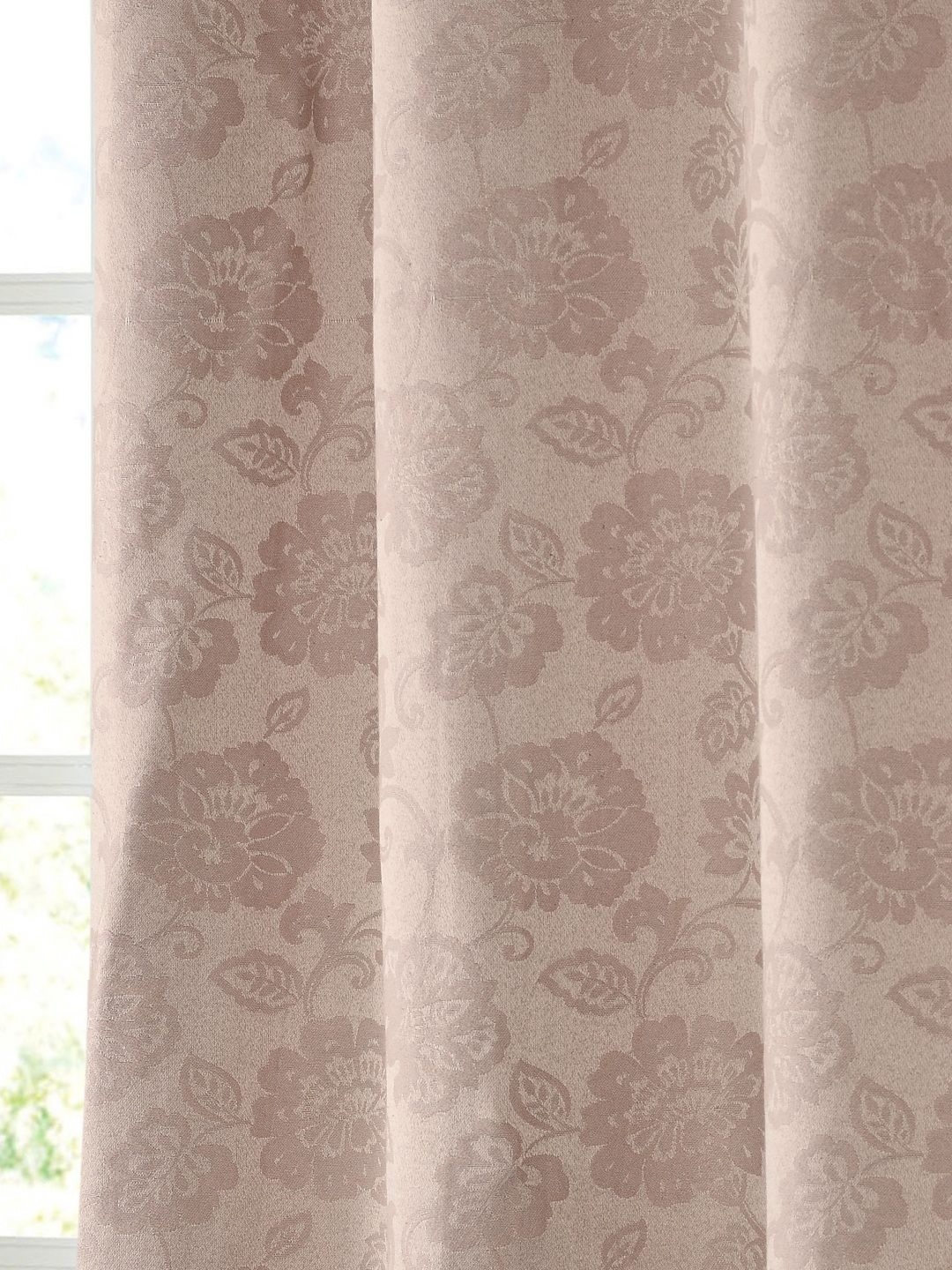

Saral Home Beige 2 Pieces Floral Room Darkening Cotton Window Curtain