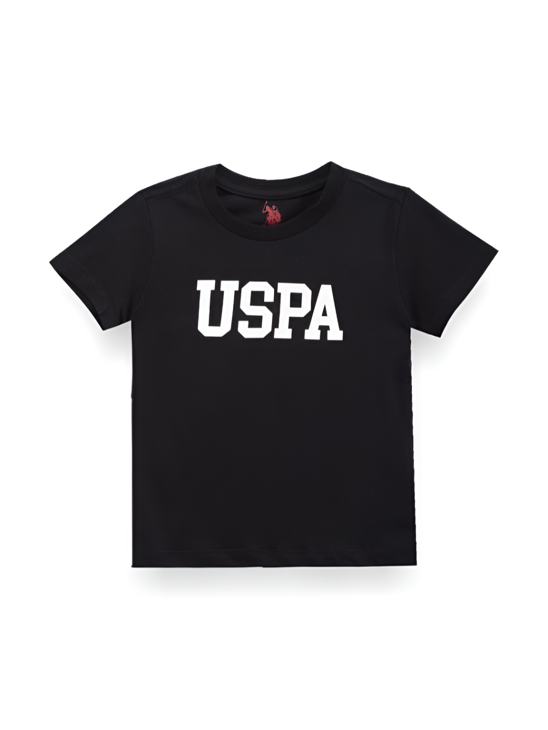

U.S. Polo Assn. Kids Boys Brand Logo Printed Round Neck Cotton T-shirt, Black