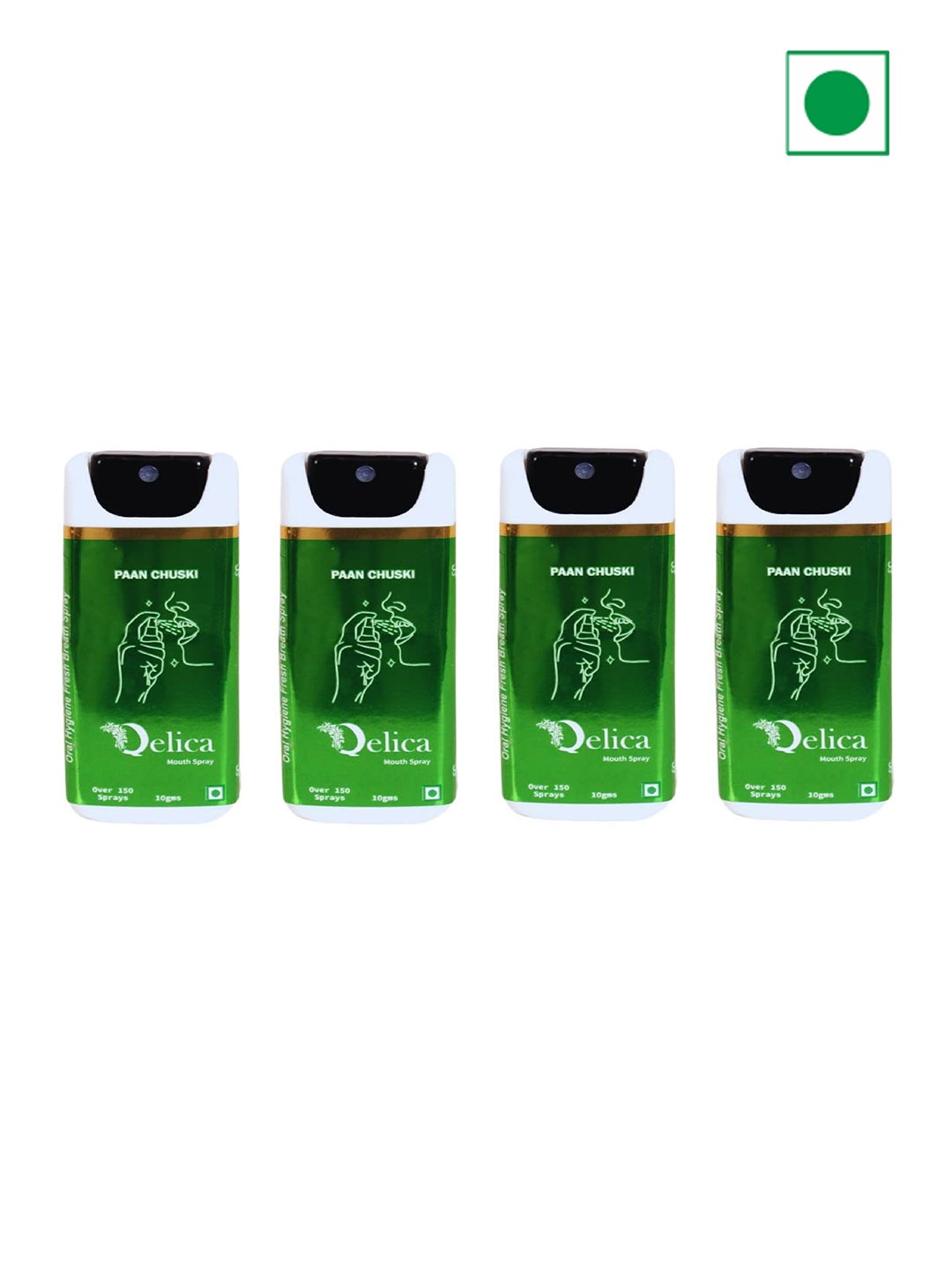 

Qelica Set Of 4 Paan Chuski Fresh Breath Spray-10g Each, Green