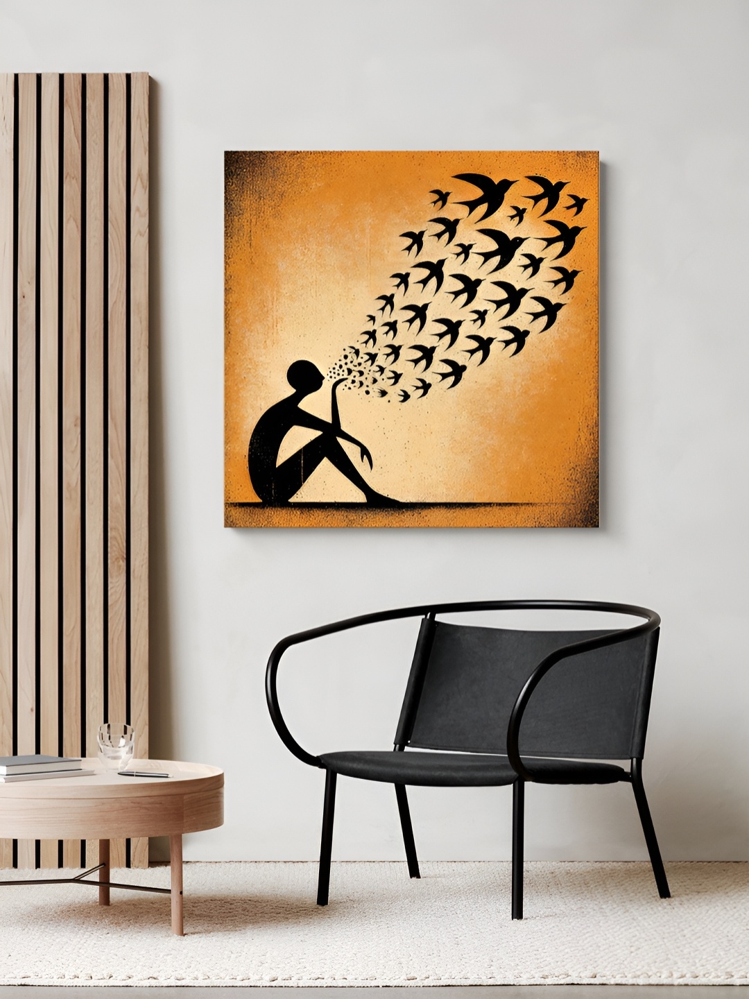 

999Store Brown & Black Expressive Art Wood Wall Painting