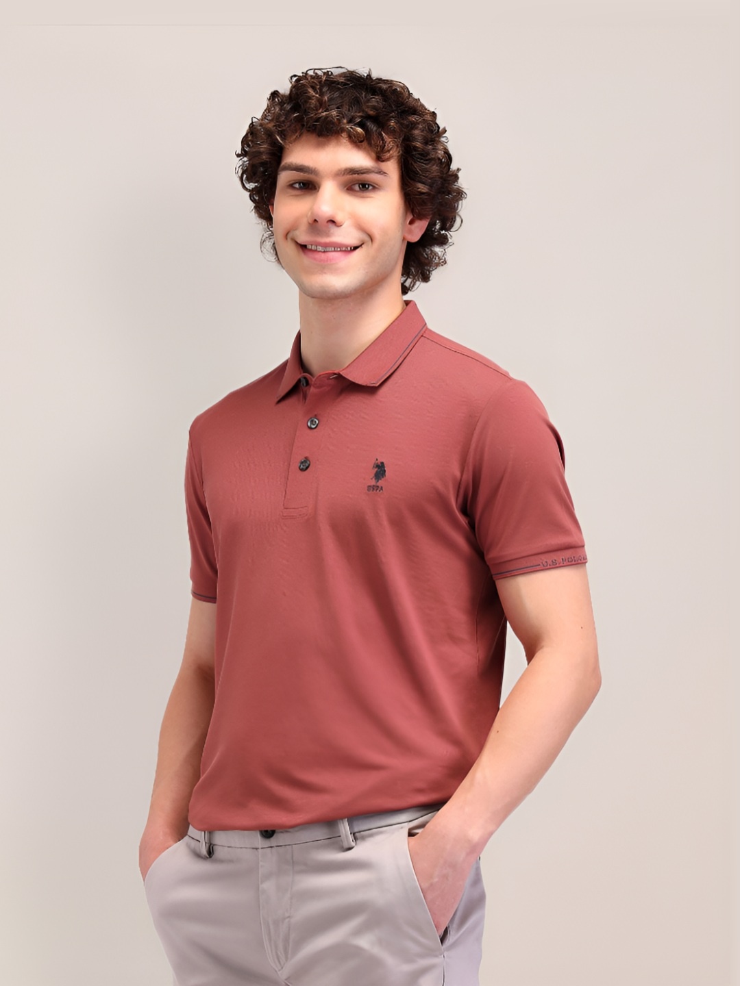 

U.S. Polo Assn. Men Polo Collar T-shirt, Red