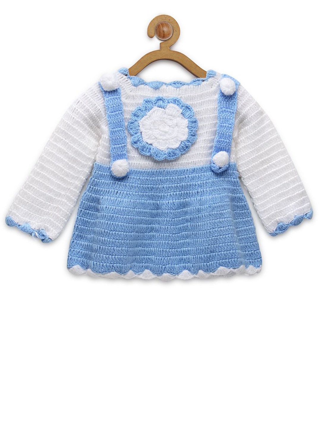 

CHUTPUT Girls Striped Pure Wool A-Line Dress, Blue