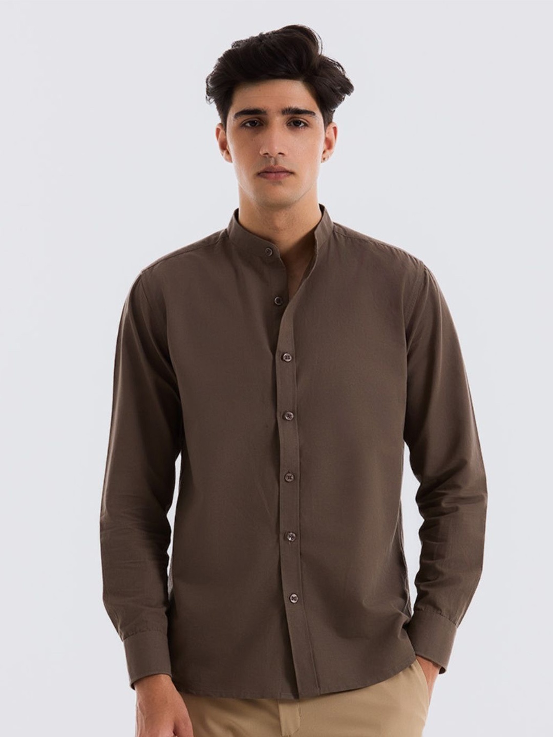 

Beyours Men Standard Opaque Casual Shirt, Brown