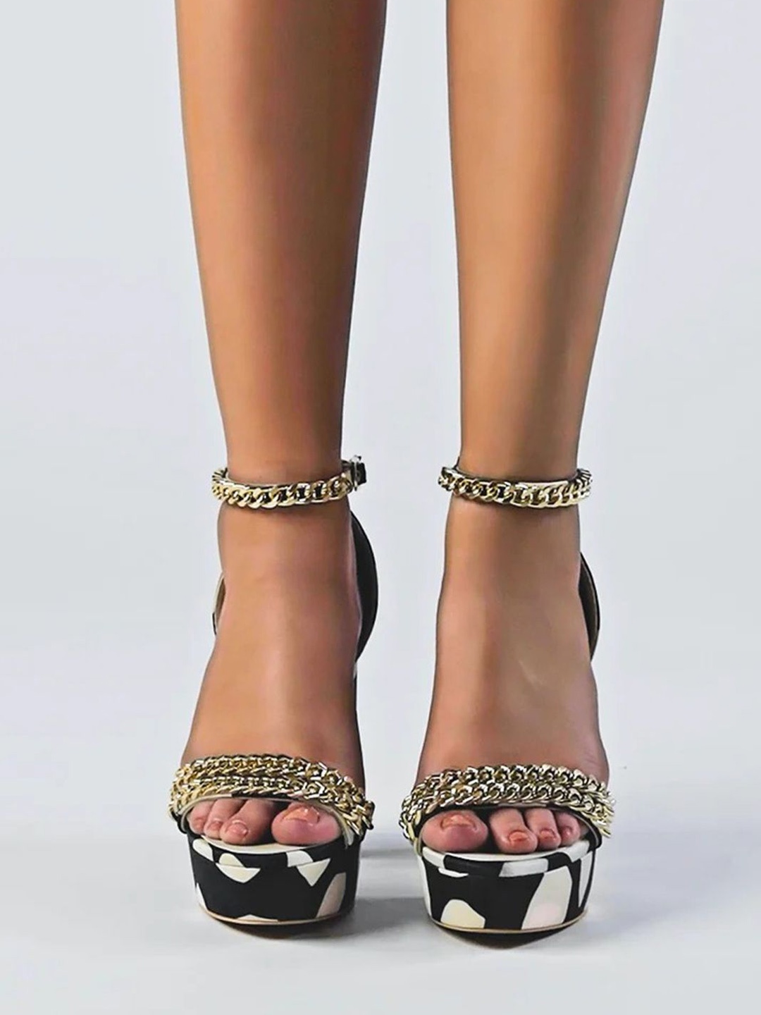 

Papa Don't Preach Embellished PU Platform Pumps, Multi