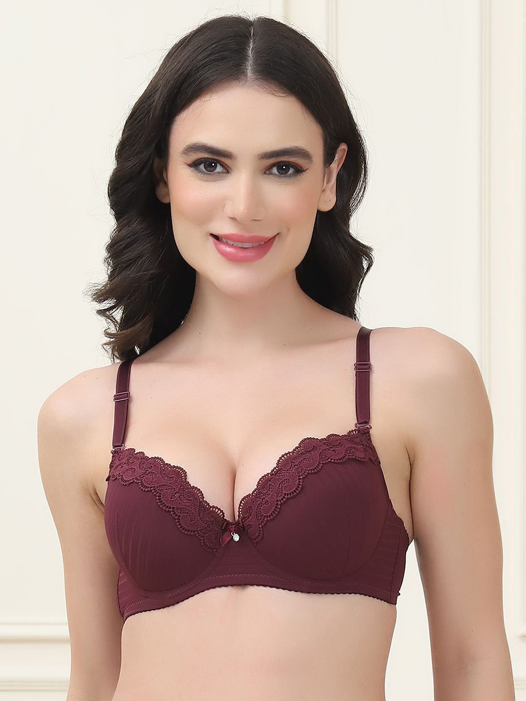 

PrettyCat Medium Coverage Underwired Lightly Padded T-shirt Bra, Coffee brown