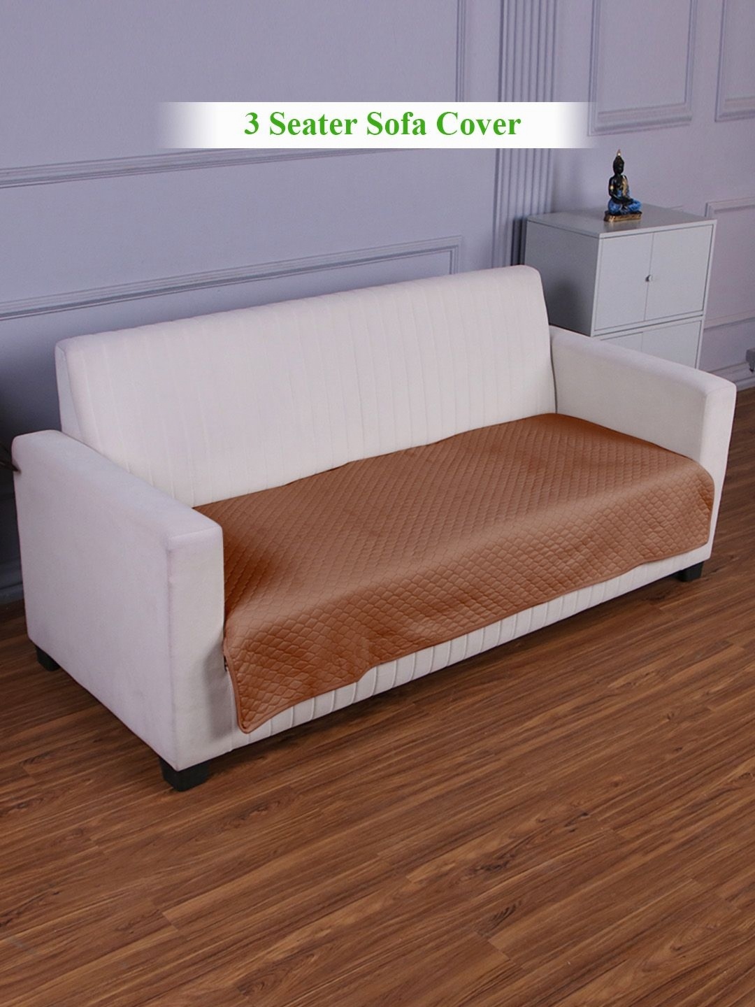 

HOKIPO Brown Quilted Sofa Cover Mat for 3 Seater Sofa
