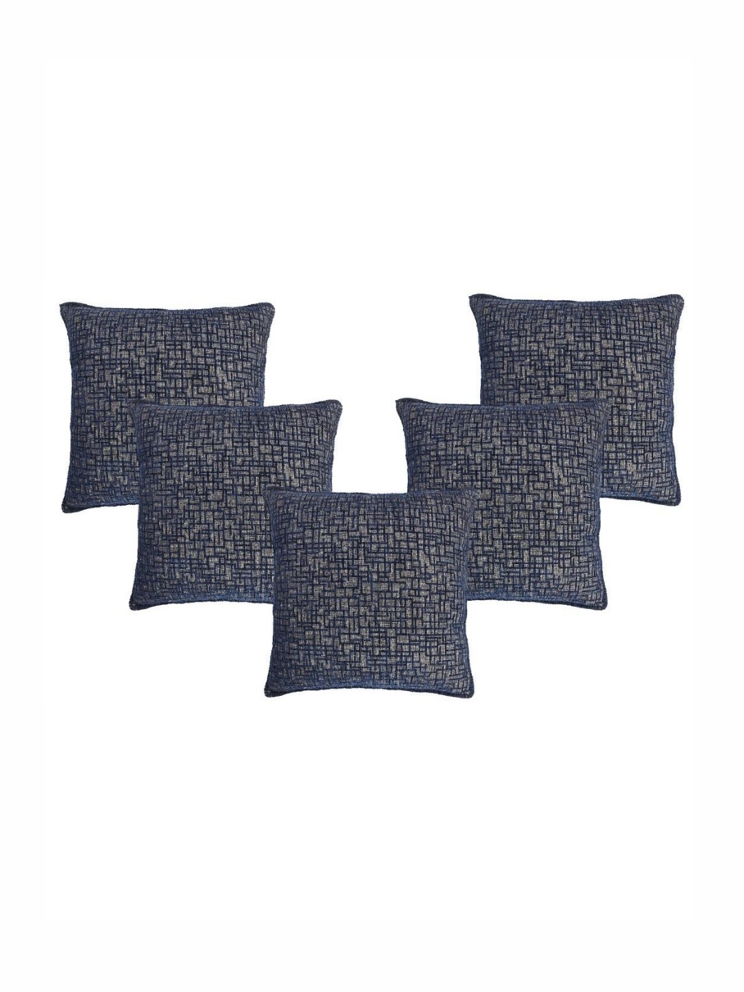 

Saral Home Navy Blue & Grey 5 Pieces Abstract Square Cushion Covers