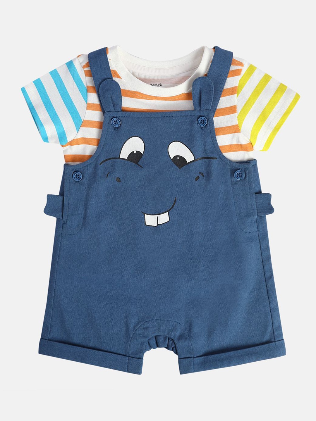 

MINI KLUB Infant Boys Printed Pure Cotton Dungarees, Blue