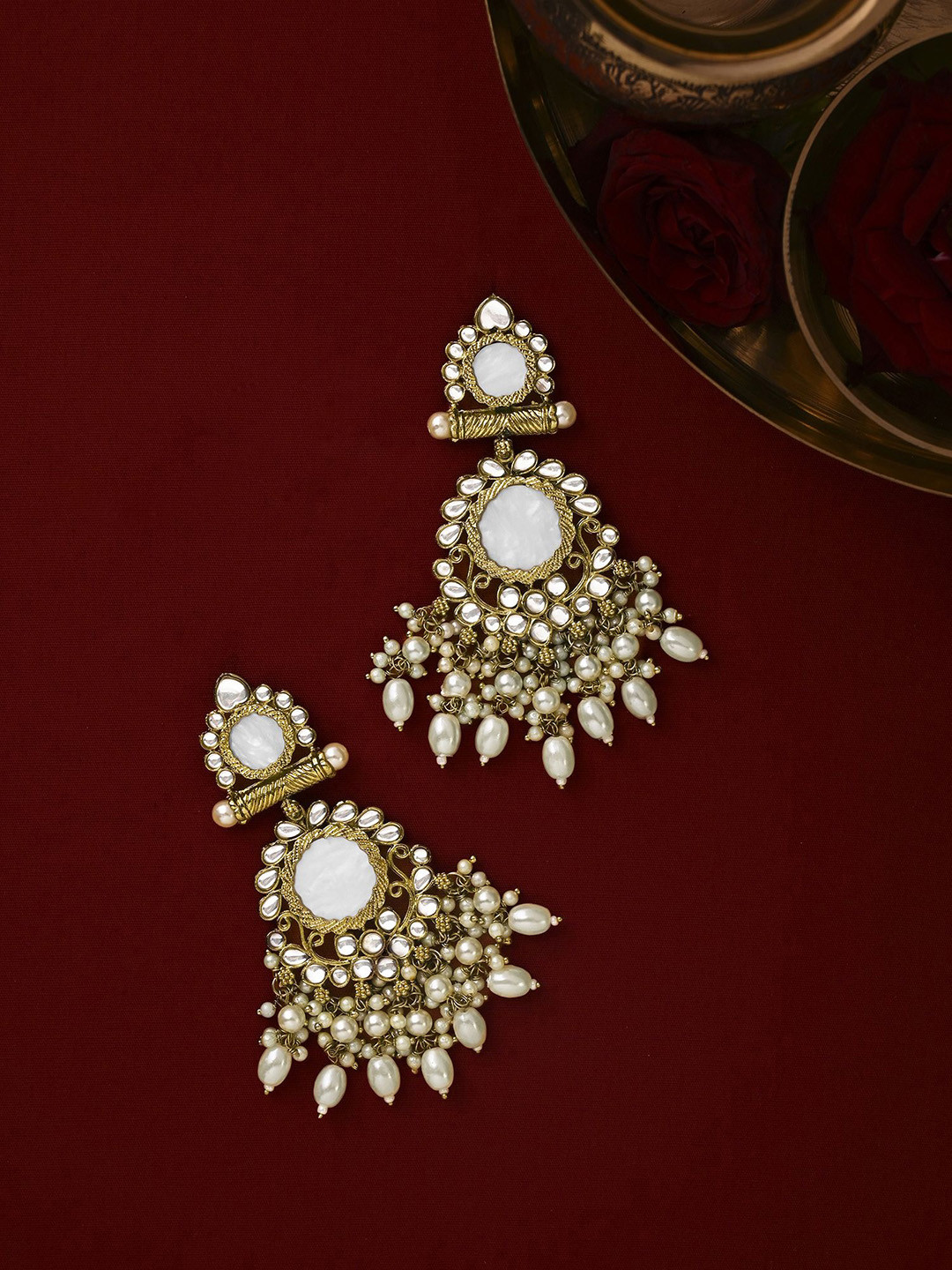 

Kalakrith Milano Contemporary Pearl Beaded Drop Earrings, Gold