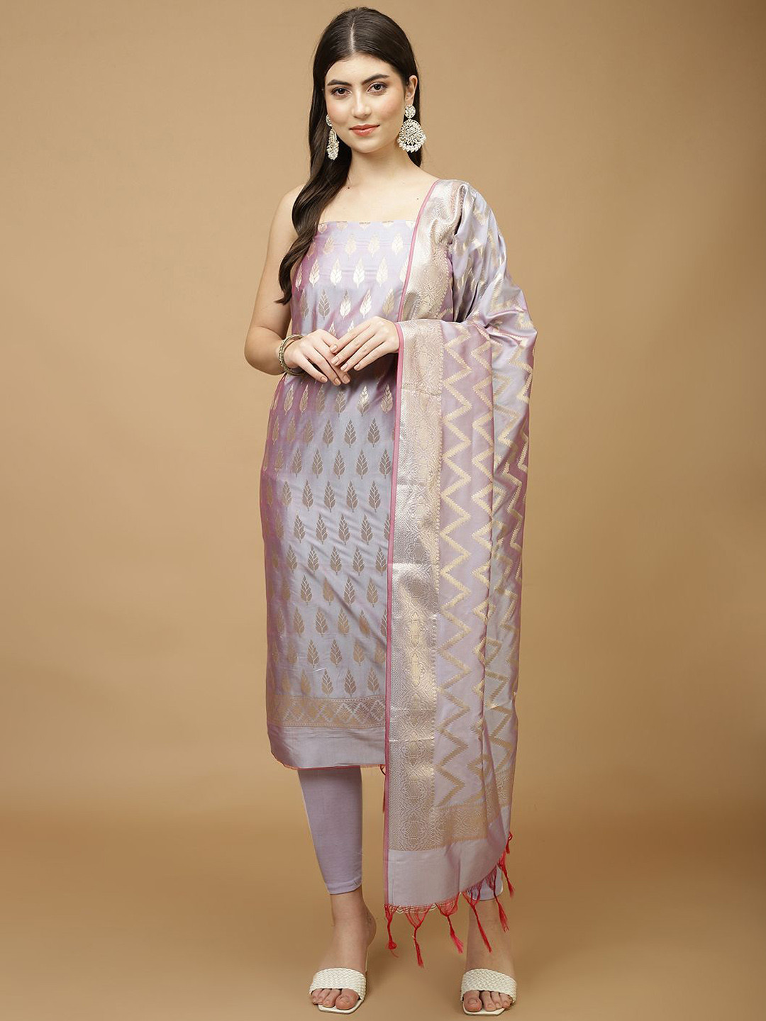 

Meena Bazaar Art Silk Unstitched Dress Material, Grey