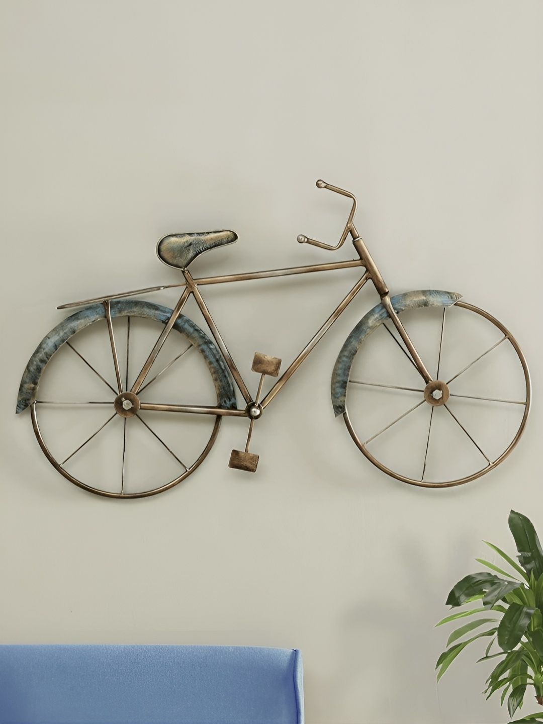 

PRANJALS HOUSE Green & Gold Antique Cycle Metal Hanging Wall Decor