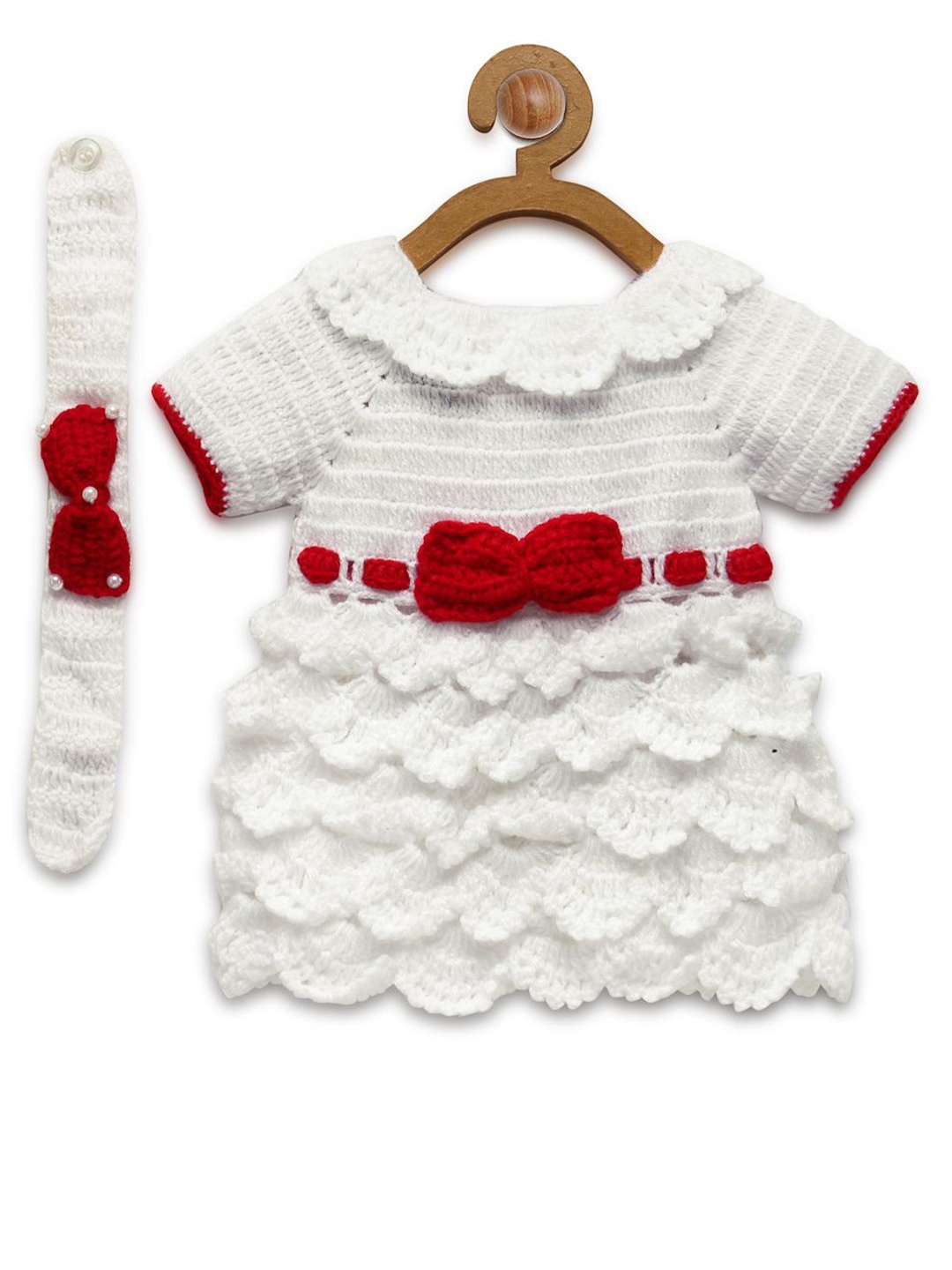 

CHUTPUT Girls Peter Pan Collar Pure Wool Fit & Flare Dress, White