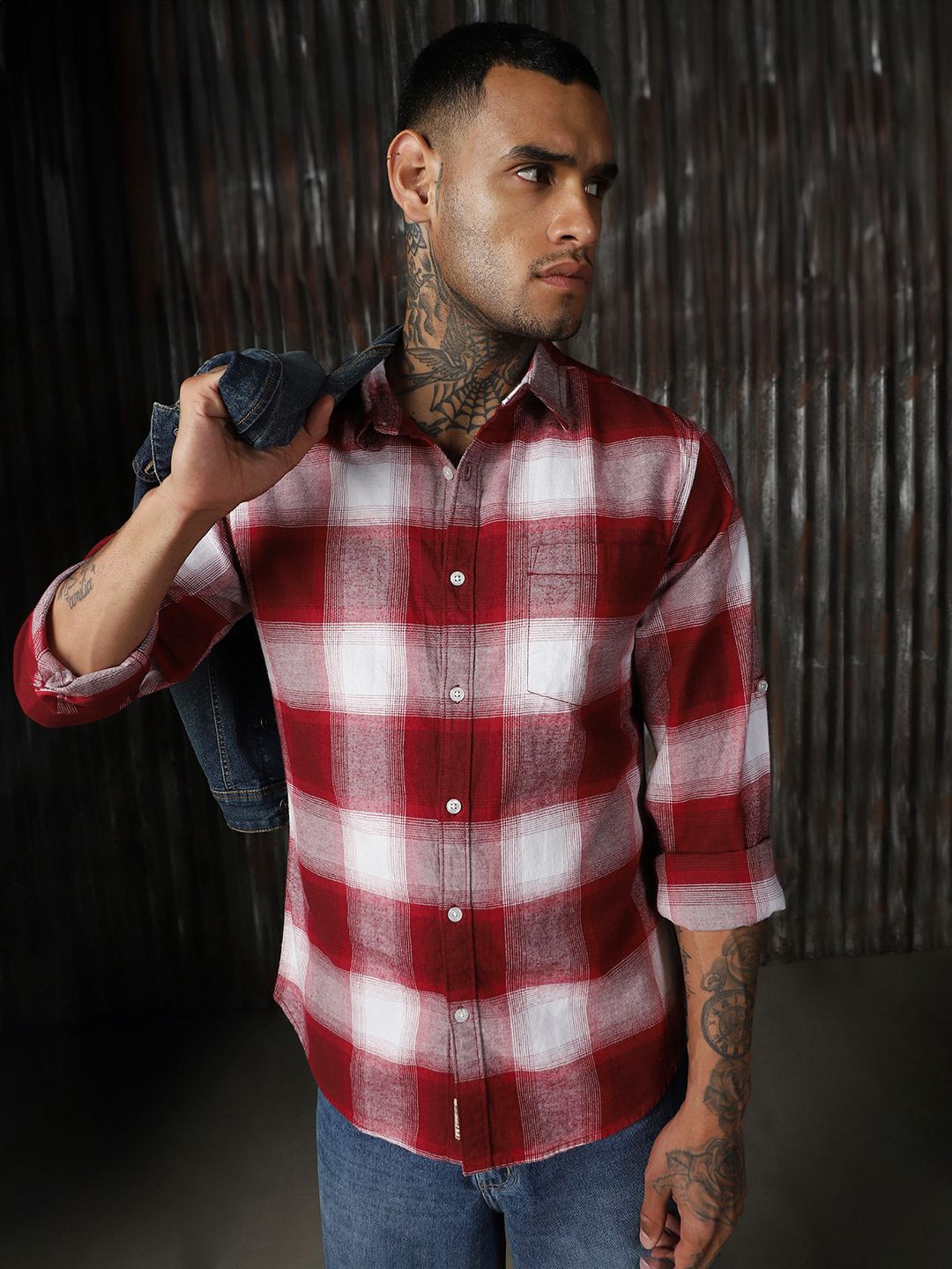 

High Star Men Opaque Checked Flannel Casual Shirt, Multi