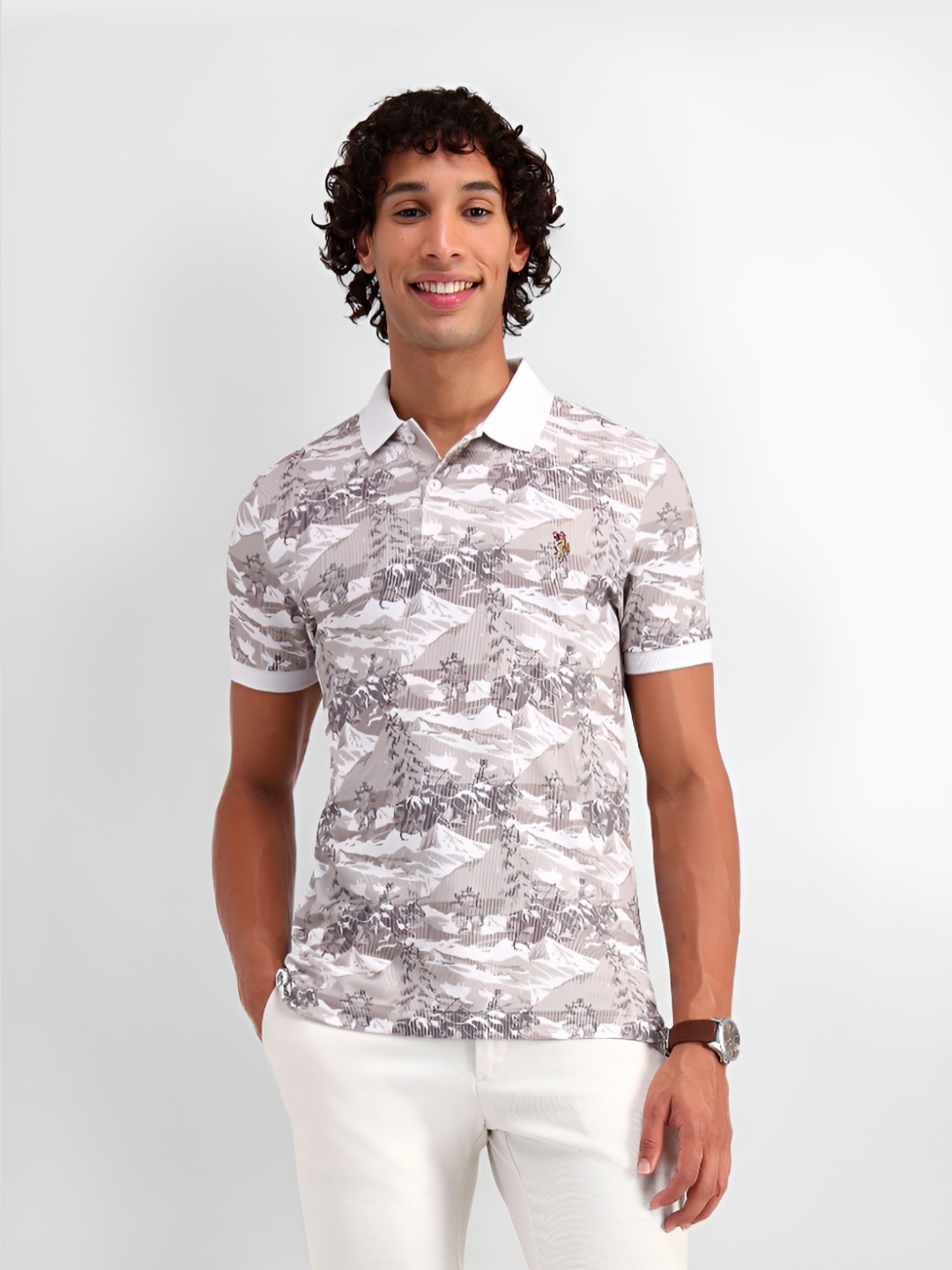 

U.S. Polo Assn. Denim Co. Men Printed Polo Collar T-shirt, Beige