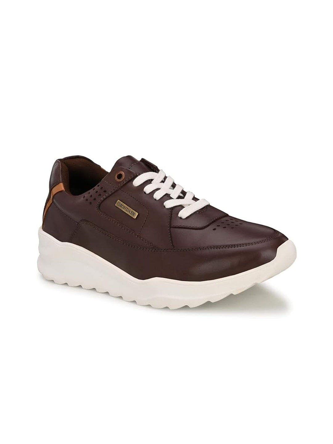 

MONDAIN Men Leather Casual Sneakers, Brown