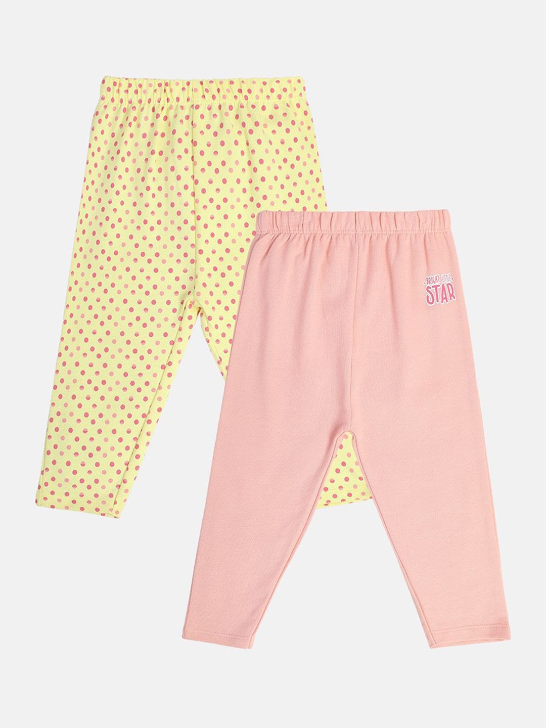 

MINI KLUB Pack Of 2 Girls Printed Leggings, Peach