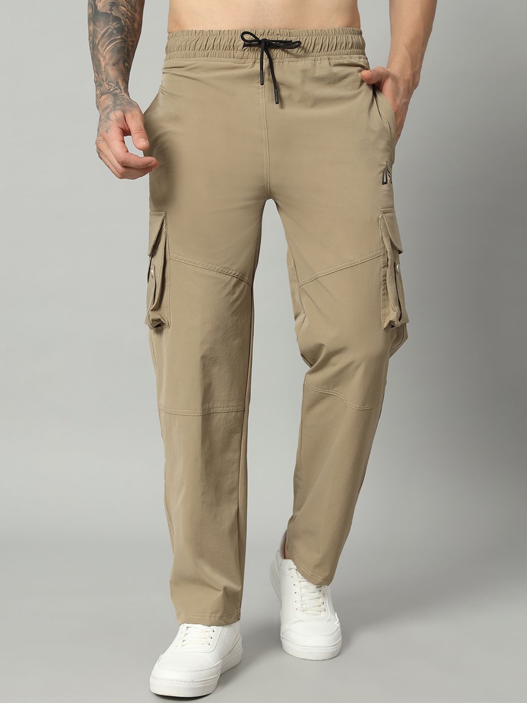 

AECK Men Straight-Fit Track Pants, Beige