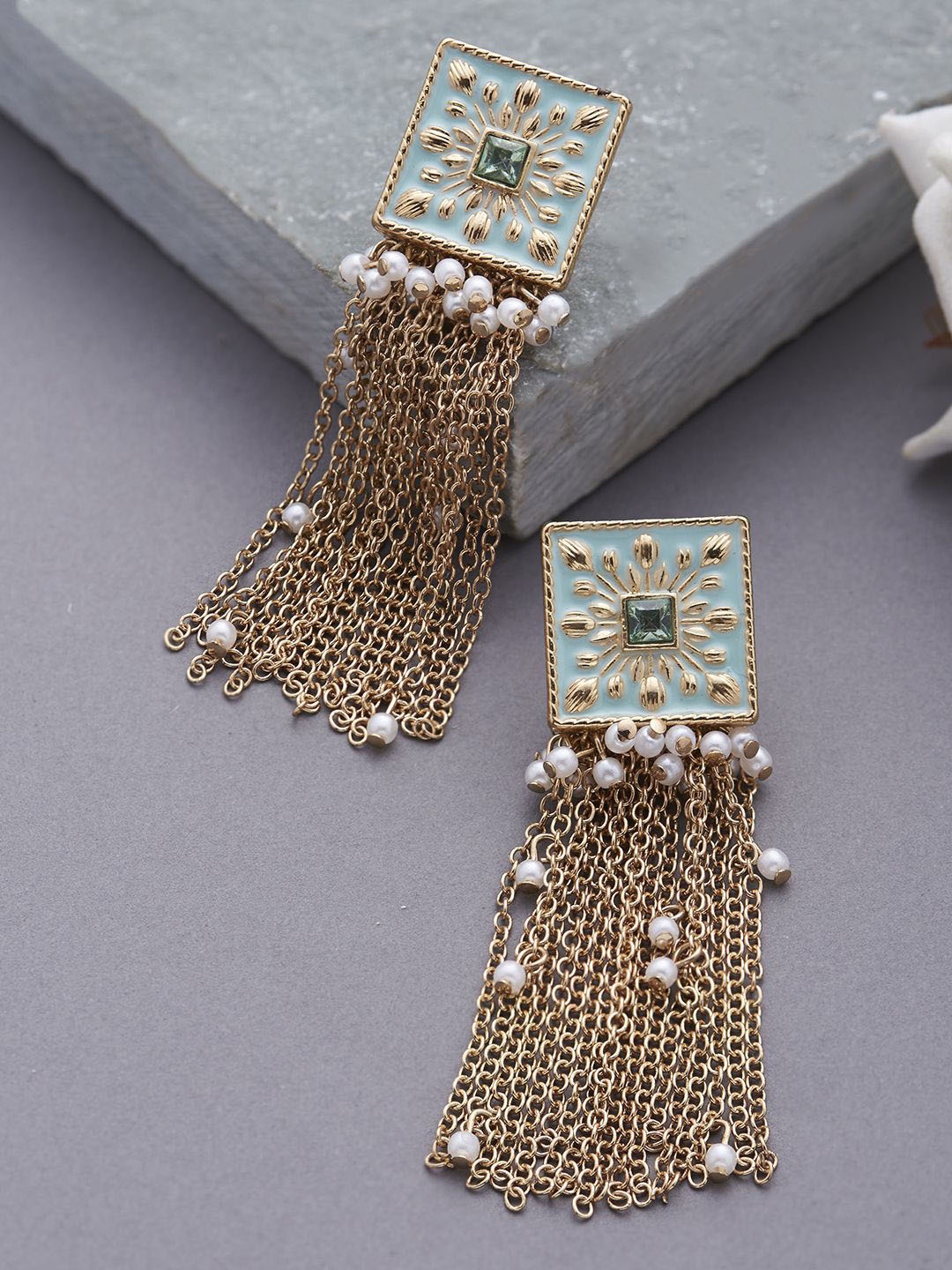 

Kalakrith Milano Pearls Beaded Contemporary Drop Earrings, Blue