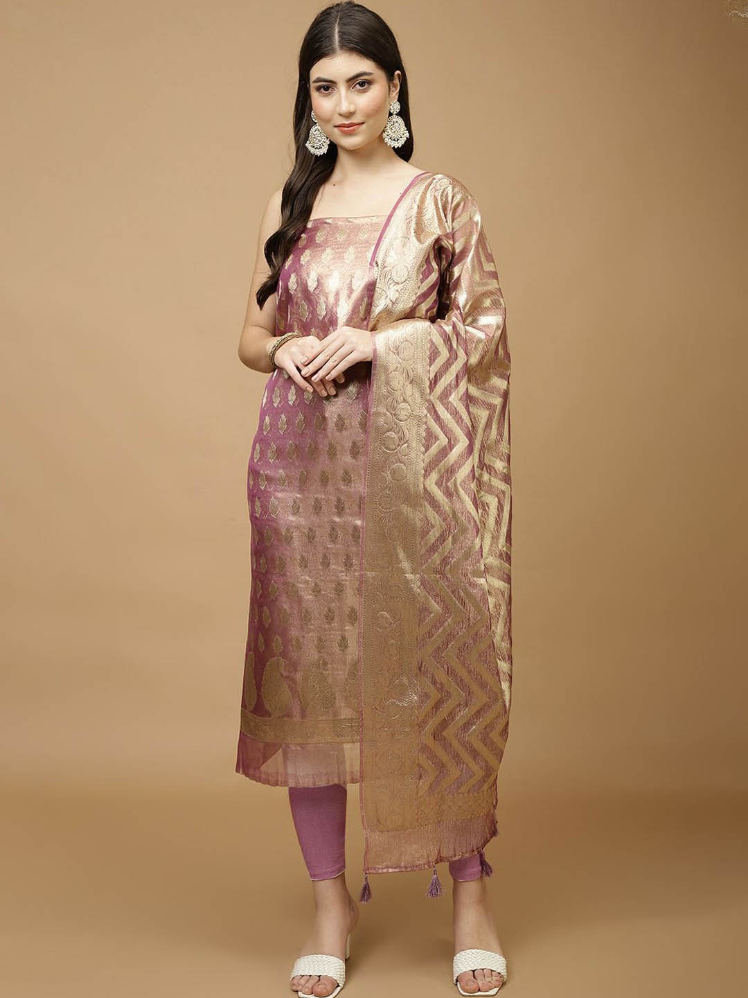 

Meena Bazaar Art Silk Unstitched Dress Material, Purple