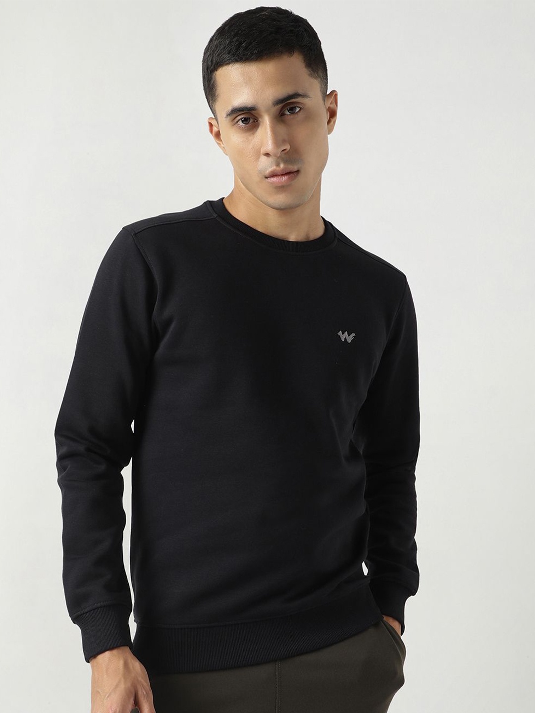 

Wildcraft Men Cotton Round Neck Pullover Sweatshirt, Black