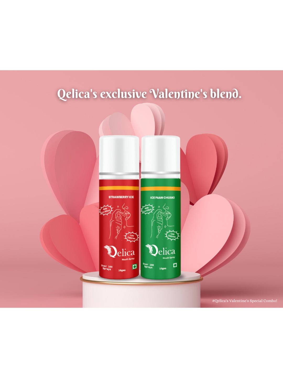 

Qelica Set Of 2 Strawberry Ice & Ice Paan Chuski Mouth Freshener Spray 10 g Each, Red