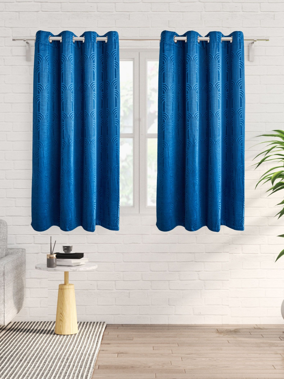 

Home Centre Blue Geometric Calamus Luna Room Darkening Window Curtain