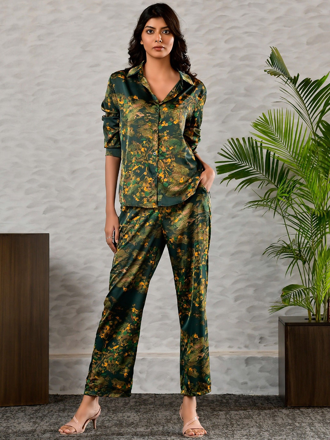 

Unityshop Printed Shirt With Trousers Co-Ords, Green