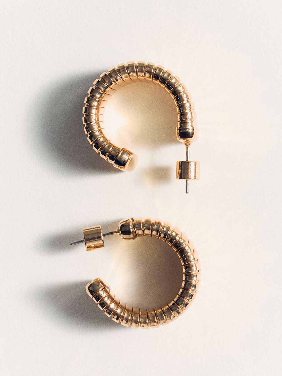 

MANGO Textured Half Hoop Earrings, Gold