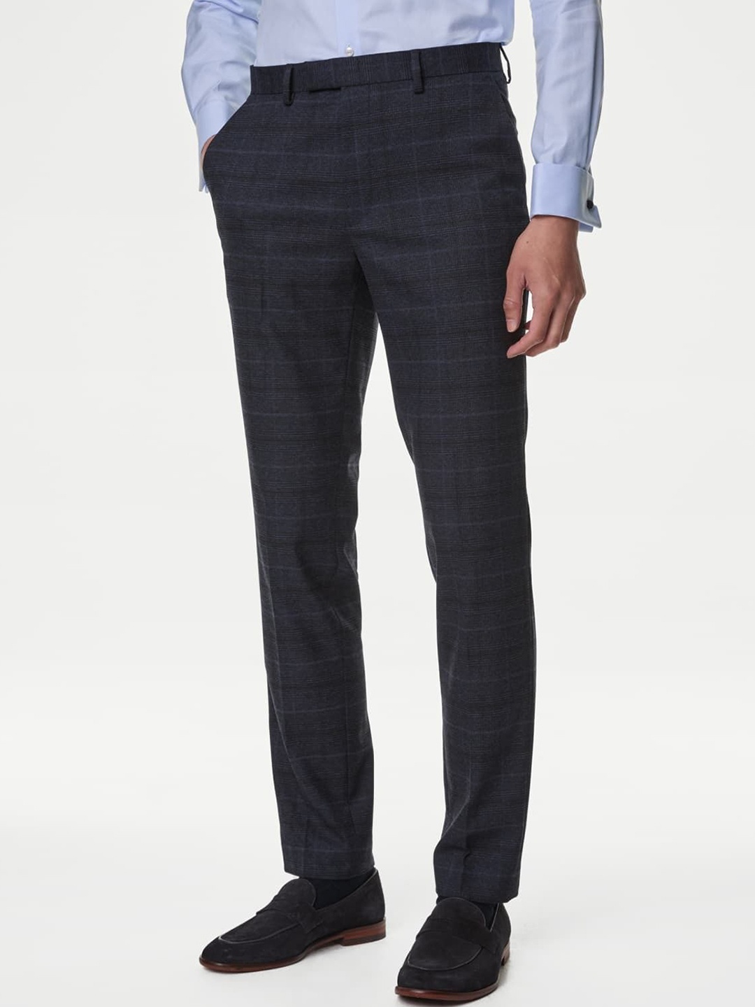 

Marks & Spencer Men Slim Fit Trousers, Navy blue