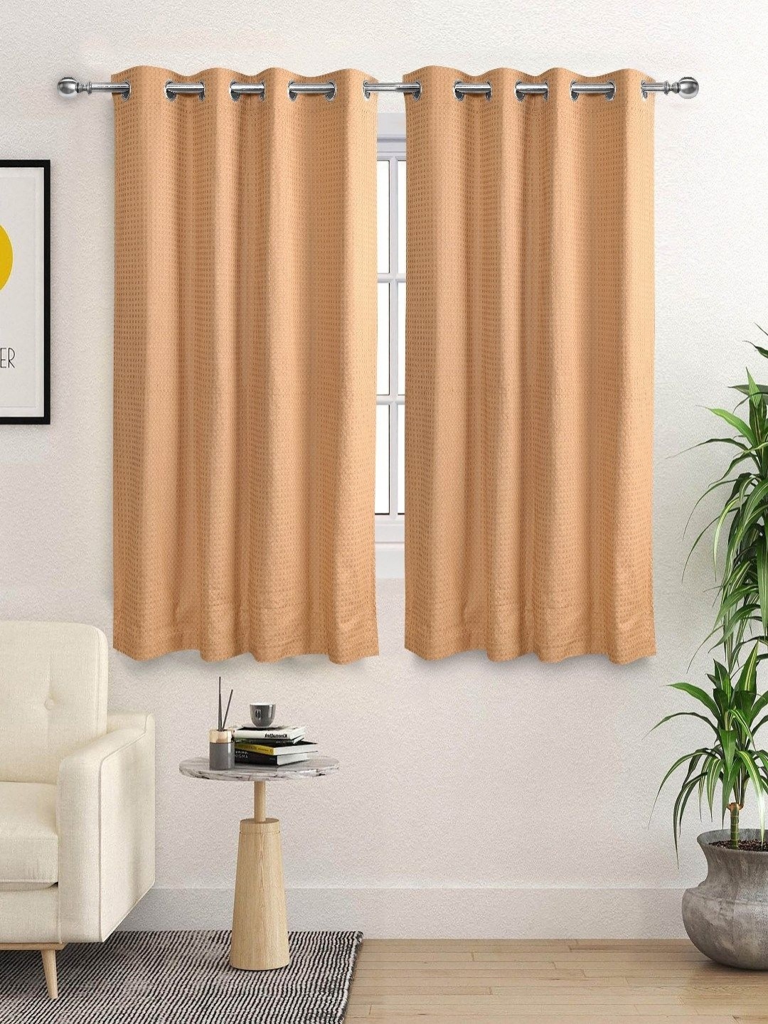 

Saral Home Beige 2 Pieces Geometric Room Darkening Cotton Window Curtain