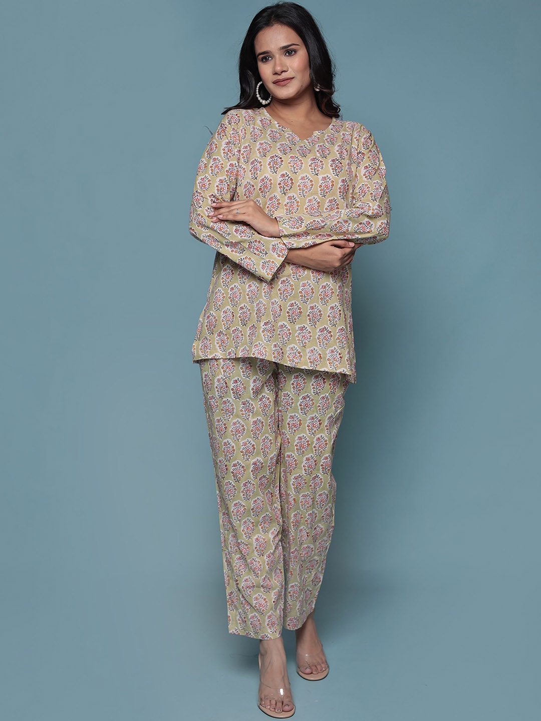 

Bohekant Women Printed Night suit, Green