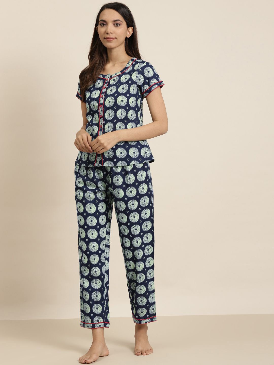 

YASH GALLERY Women Printed Night suit, Blue