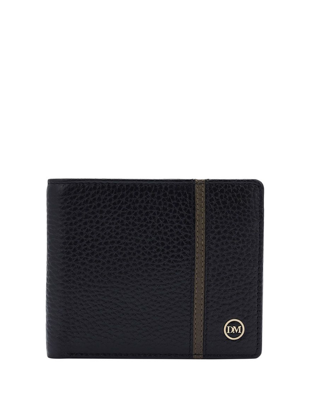 

Da Milano Men Textured Leather Two Fold Wallet, Black