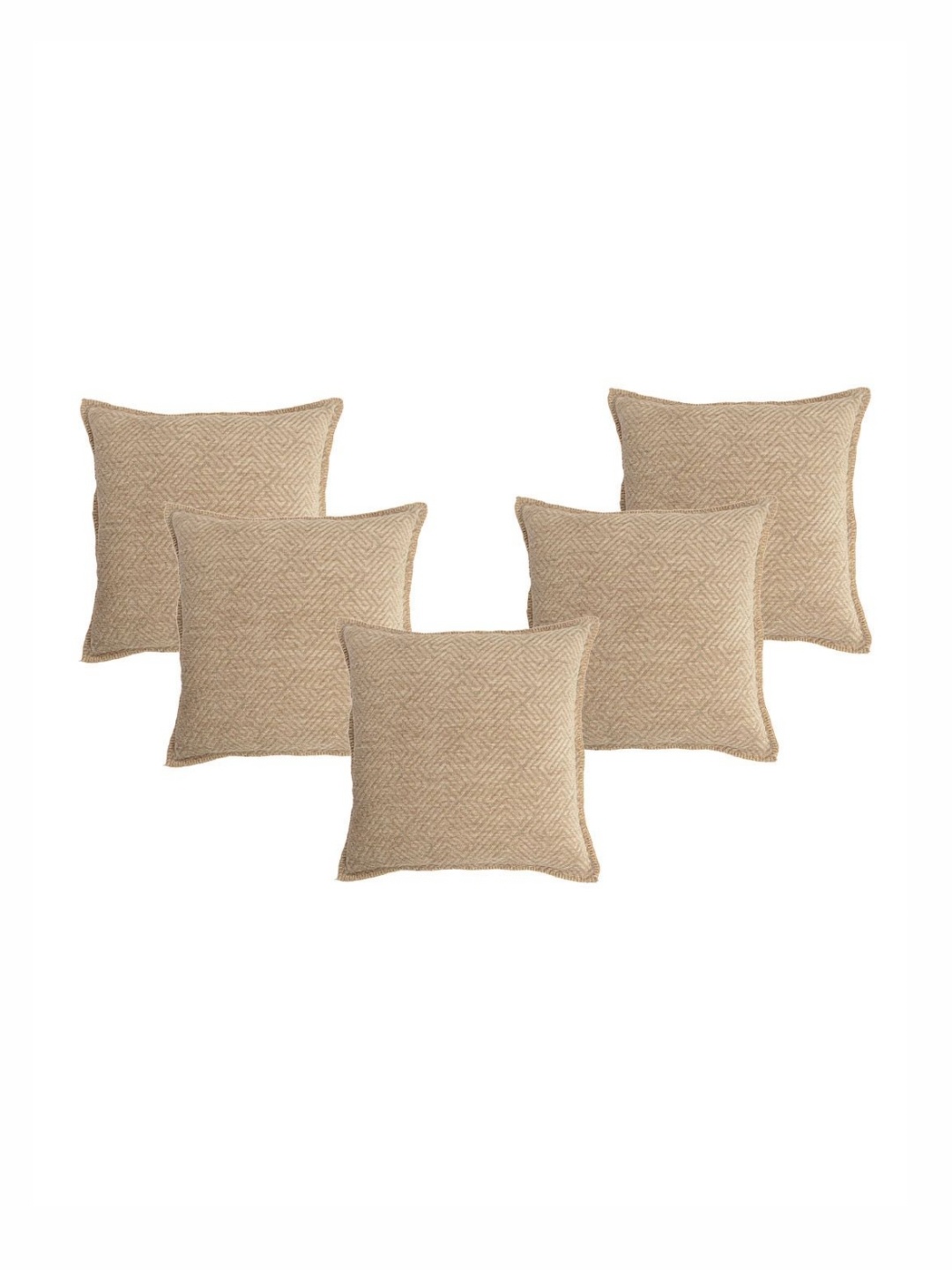 

Saral Home Beige 5 Pieces Geometric Square Cushion Covers
