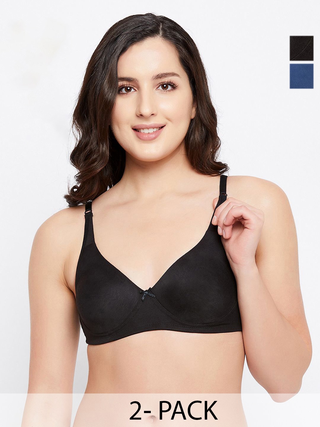 

Clovia Women's Pack of 2 Non-Padded Full Coverage T-Shirt Bra, Black