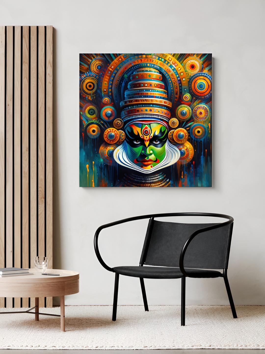 

999Store Blue & Yellow Kathakali Canvas Wall Art