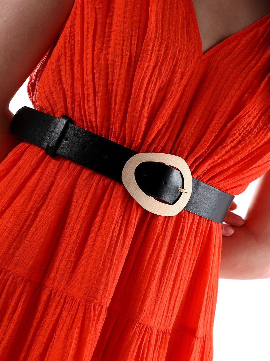 

HAUTE SAUCE by Campus Sutra Women Leather Belt, Black