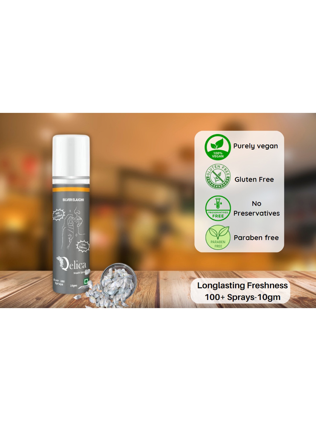 

Qelica Silver Elaichi Fresh Breath Spray-10g, Grey