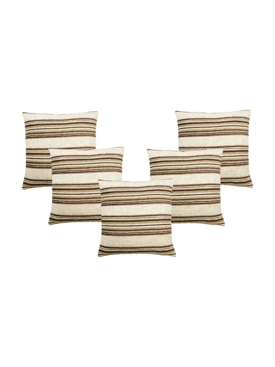 

Saral Home Brown & White 5 Pieces Striped Square Cushion Covers