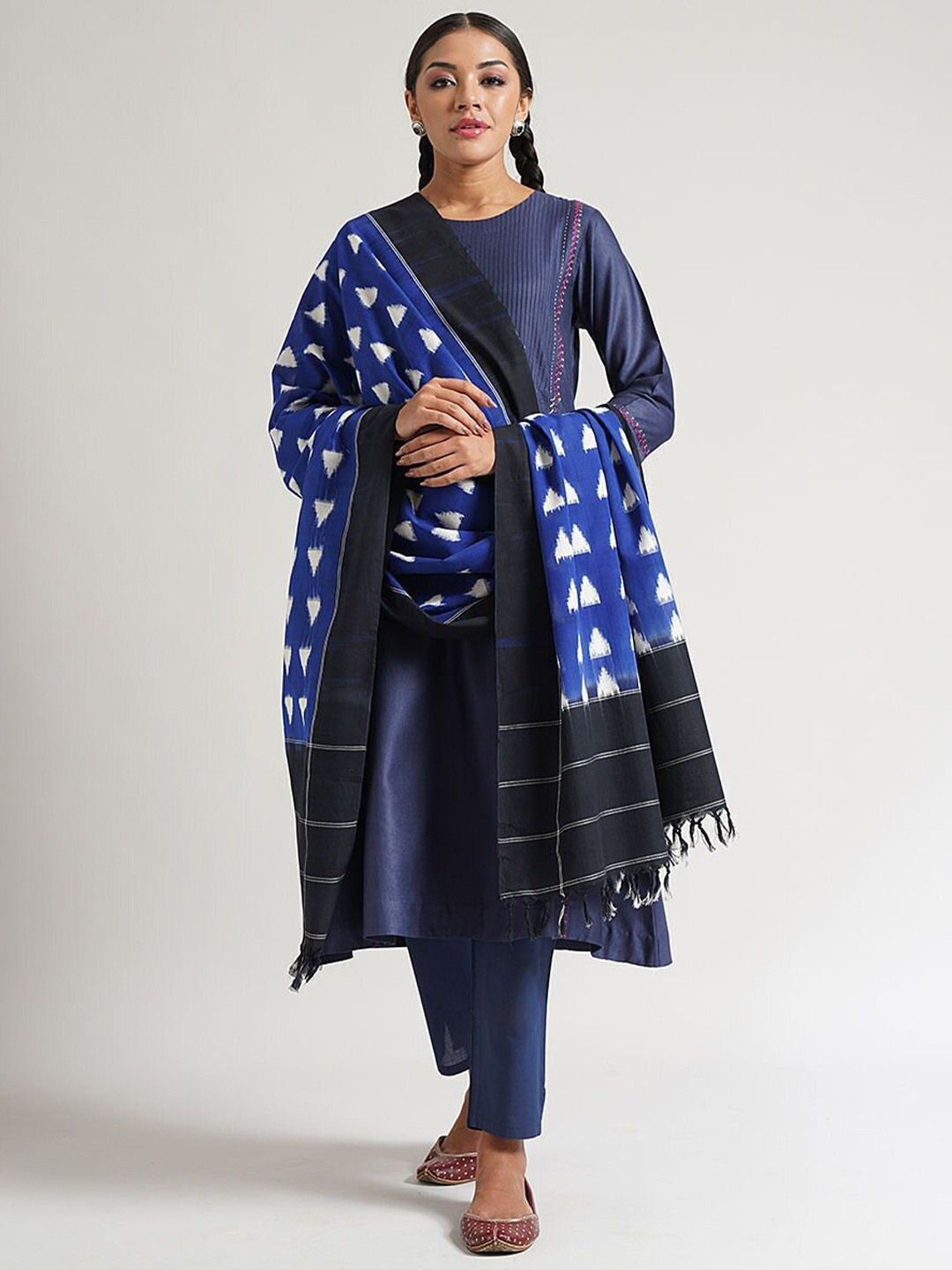 

JAYPORE Printed Dupatta, Blue