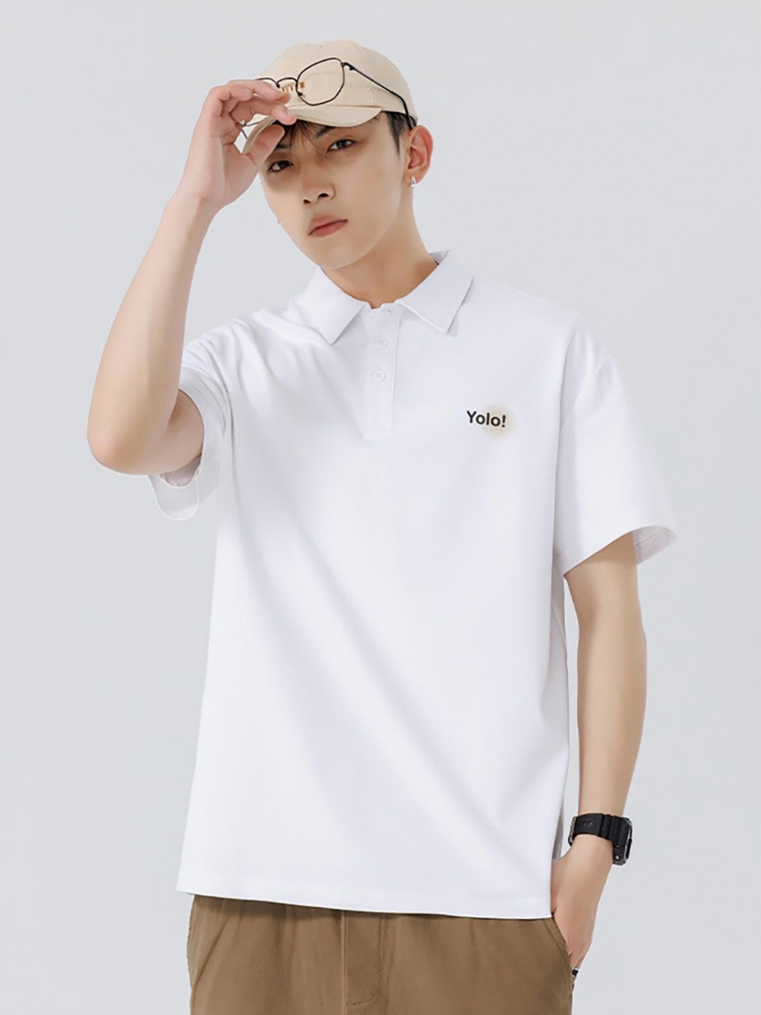 

StyleCast x Revolte Men Solid Polo Collar Cotton T-shirt, White