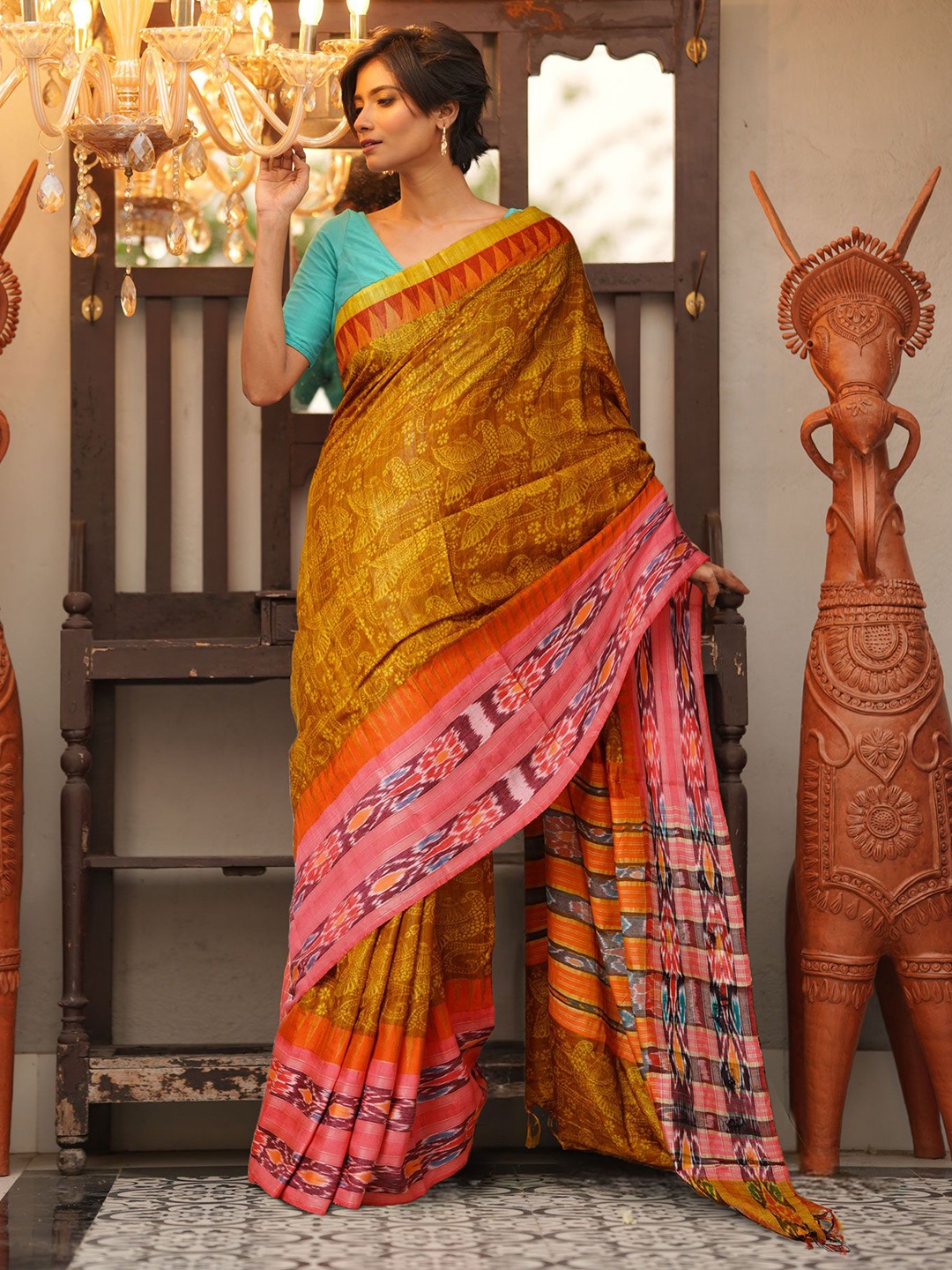 

Unnati Silks Woven Design Pure Silk Handloom Tussar Saree, Yellow