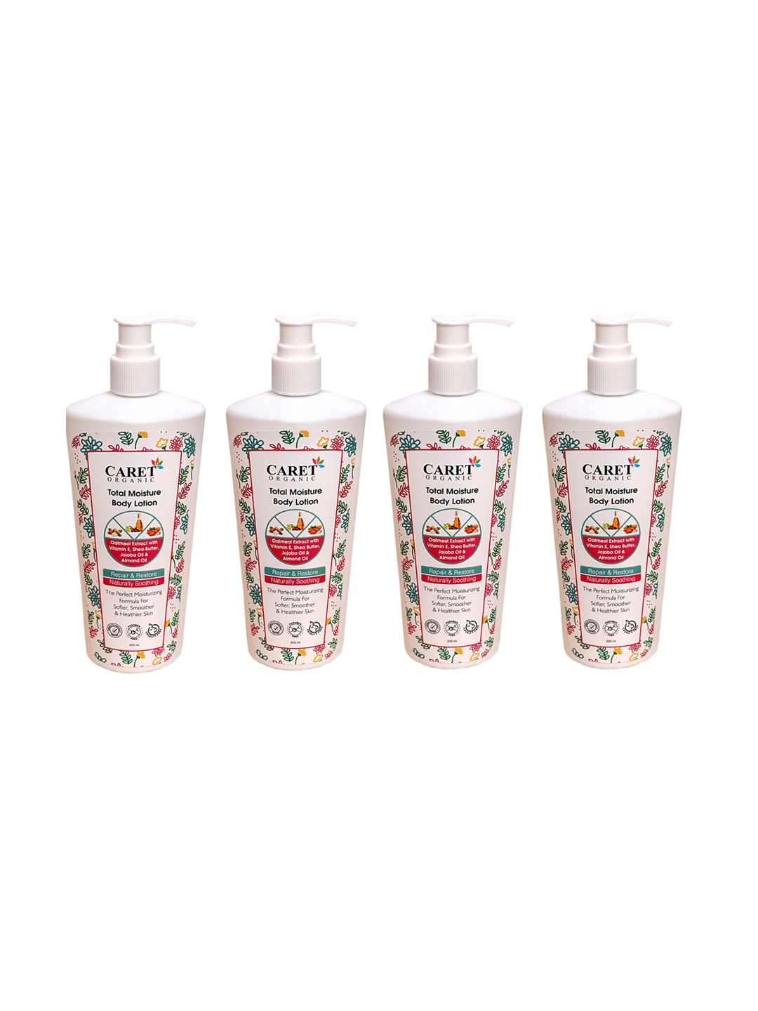 

CARET ORGANIC Set Of 4 Total Moisture Body Lotion - 200 ml Each, White