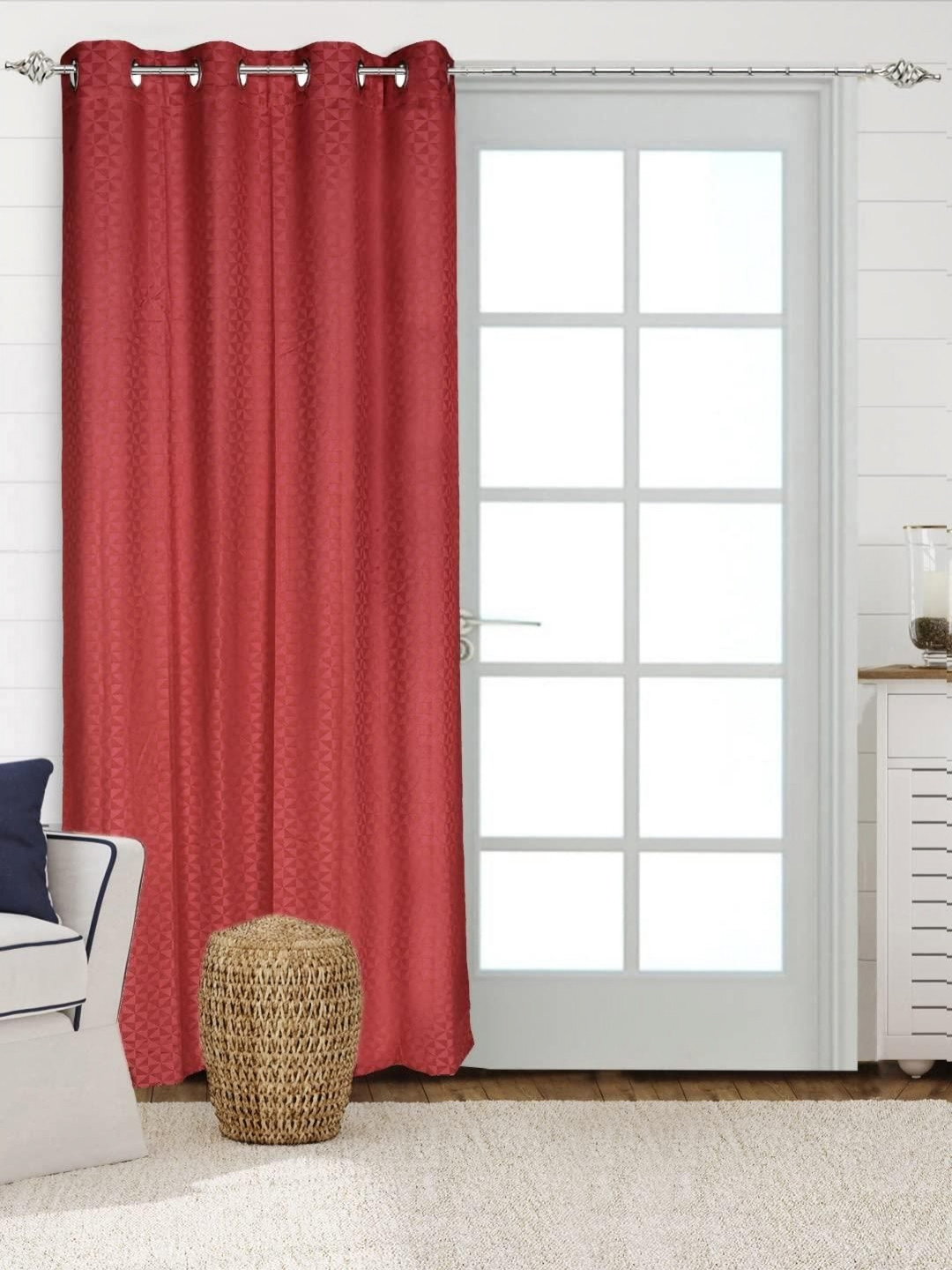 

Saral Home Rust Geometric Woven Design Cotton Room Darkening Door Curtain