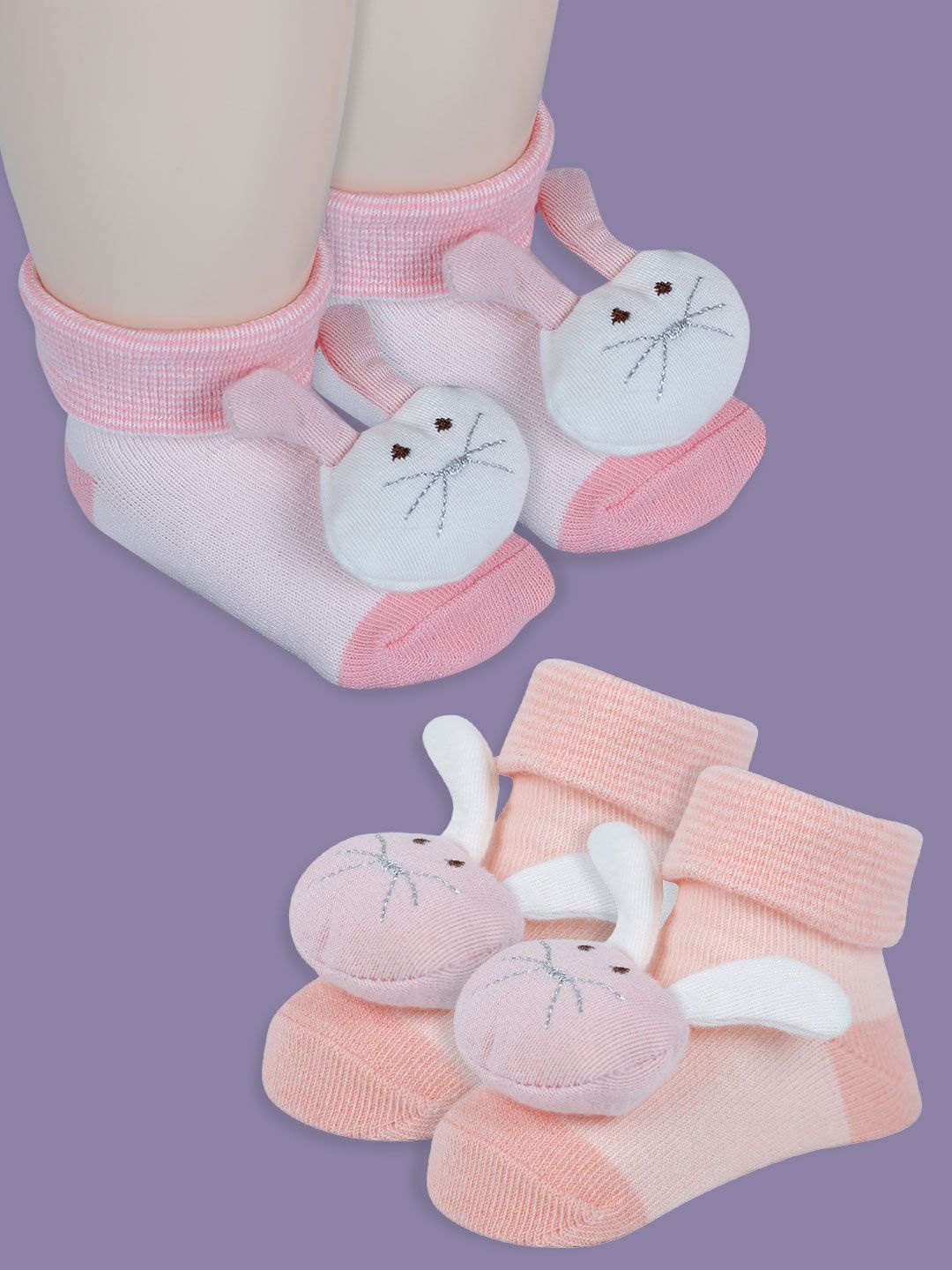 

Baby Moo Girls Cotton Booties, Pink