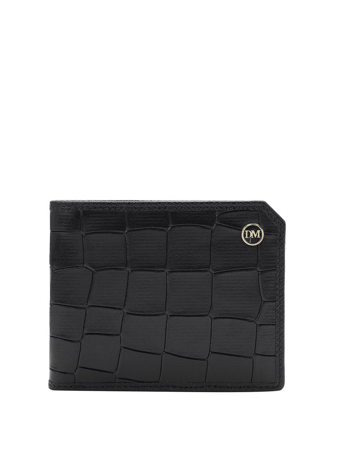 

Da Milano Men Textured Leather Two Fold Wallet, Black